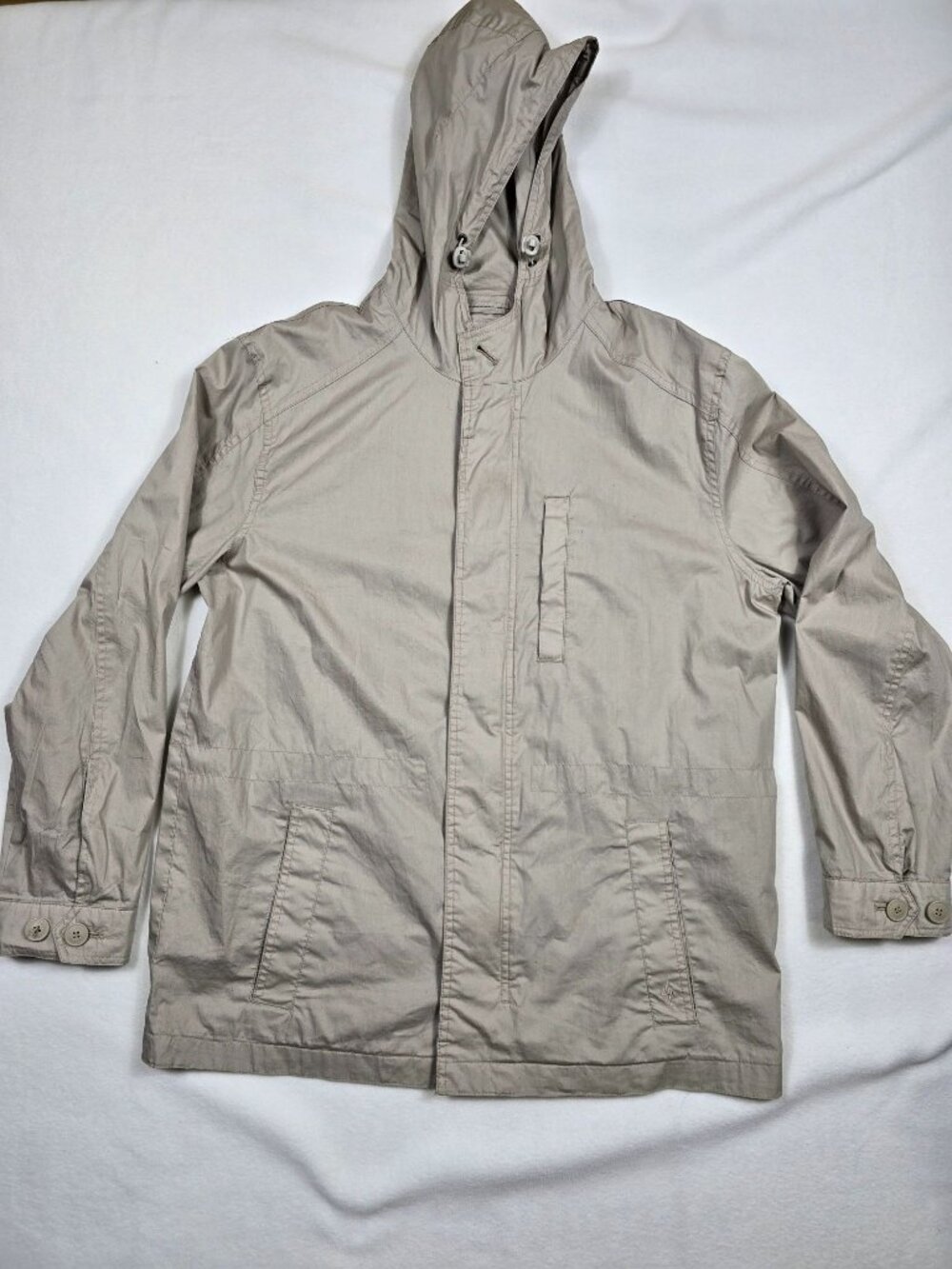 Dockers Mens Hooded Beige Jacket Medium Lightweight Coat
